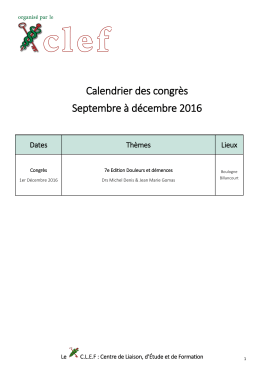 Téléchargez notre planning des formations et congrès 2016