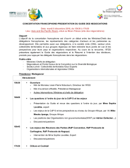 CONCERTATION FRANCOPHONE-PRESENTATION DU GUIDE