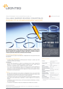 callable barrier reverse convertibles possibilit&eacute; de