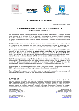 COMMUNIQUE DE PRESSE Le Gouvernement fait le choix de la