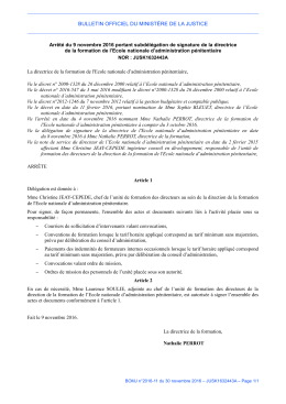 Arrêté du 9 novembre 2016 - Justice / Textes et réformes