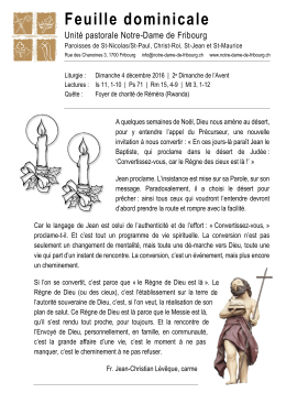 Feuille dominicale - Unité pastorale Notre-Dame
