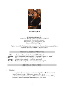 CURRICULUM VITAE - Toulouse - Université Toulouse 1 Capitole