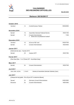 CALENDRIER DES REUNIONS OFFICIELLES