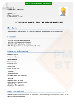 Recrutement CV POSEUR DE VOIES / PEINTRE EN CARROSSERIE