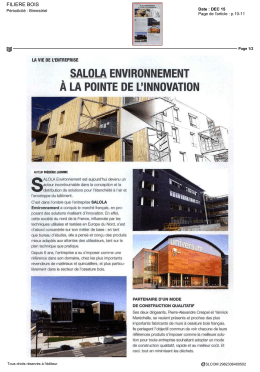 SALOLA ENVIRONNEMENT À LA POINTE DE LINNOVATION