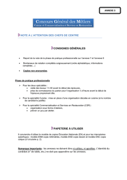 NOTE &Agrave; L`ATTENTION DES CHEFS DE CENTRE CONSIGNES