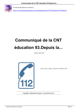 Communiqué de la CNT éducation 93.Depuis la