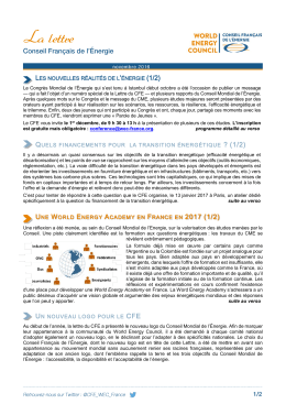 La lettre du CFE de novembre - Conseil Français de l`Énergie