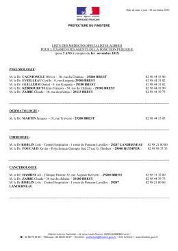 Finist&egrave;re (m&eacute;decins sp&eacute;cialistes)