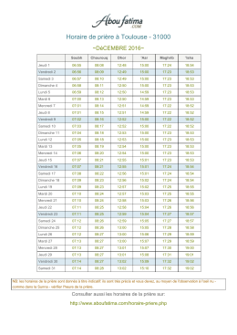 Horaire de pri貥 - Horaire pri&egrave;re