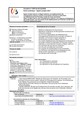 N&deg;5973 du 1/12/2016 - Le portail de l`Enseignement en F&eacute;d&eacute;ration