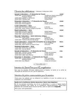 Intention de prière communautaire pour la semaine Intention du