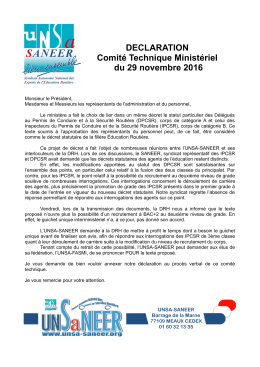DECLARATION Comité Technique Ministériel du 29 - Unsa