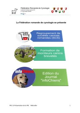 Présentation de la FRC - federation romande de cynologie