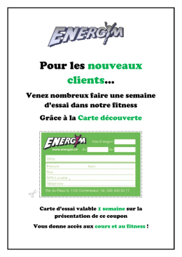 Pour les nouveaux clients…