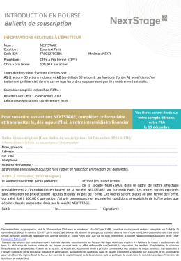 Bulletin de souscription
