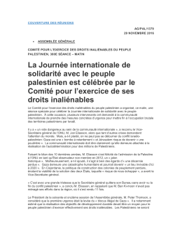 La Journ&eacute;e internationale de solidarit&eacute; avec le peuple palestinien