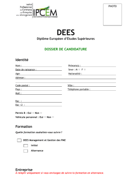 Dossier de candidature DEES - IPCEM BORDEAUX