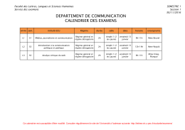departement de communication calendrier des examens