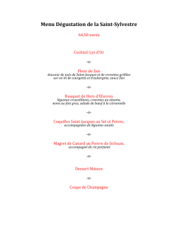 Menu D&eacute;gustation de la Saint-Sylvestre