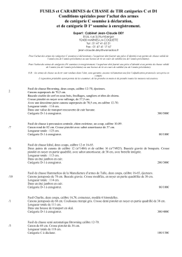 FUSILS et CARABINES de CHASSE de TIR cat&eacute;gories C et D1