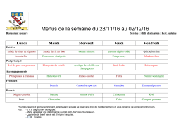 Menus de la semaine du 28/11/16 au 02/12/16