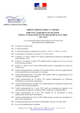 ARRETE PREFECTORAL N° 260/2016 PORTANT AGREMENT D