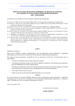 Arrêté du 9 novembre 2016 - Justice / Textes et réformes