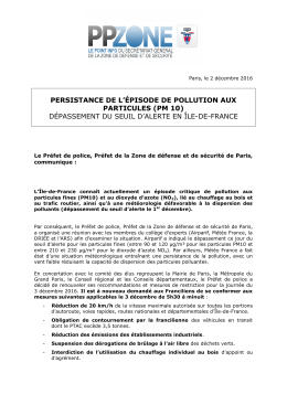 persistance de l`épisode de pollution aux particules (pm 10)