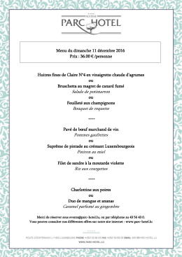 Menu du dimanche, 11/12/2016 - Parc