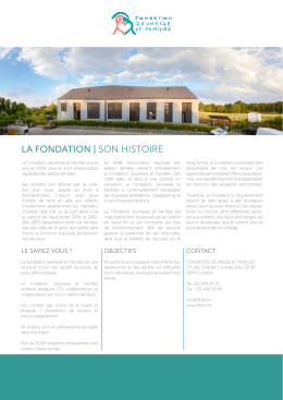 la fondation | son histoire - La Fondation Jeunesse et Familles