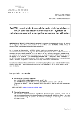 GAUSSIN : contrat de licence de brevets et de logiciels avec le CEA