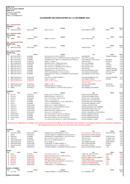 CALENDRIER DES RENCONTRES DU 1er DECEMBRE 2016