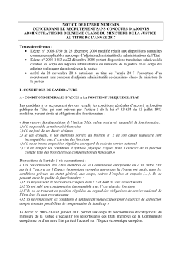 notice de renseignements - Justice / M&eacute;tiers et concours