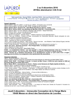 egitaraua hemen. Programme du 3 au 9 décembre