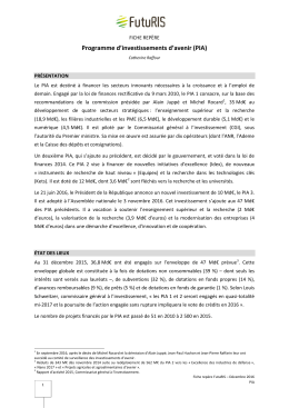 Programme d`investissements d`avenir (PIA)