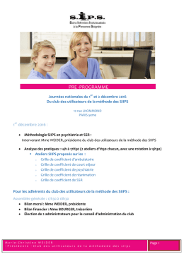 pre -programme - Club des utilisateurs de la méthode SIIPS