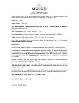 APPEL D`OFFRES PUBLIC