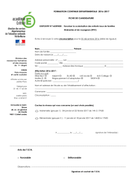 Fiche de candidature