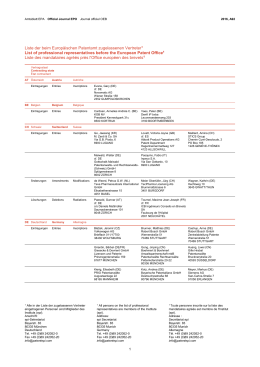 Liste der beim Europ&auml;ischen Patentamt zugelassenen
