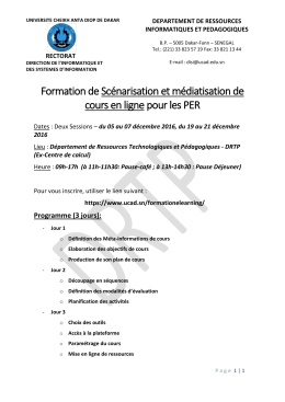 ( ) Consultez le programme - Université Cheikh Anta Diop de Dakar