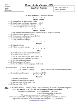 menus de fin d`année