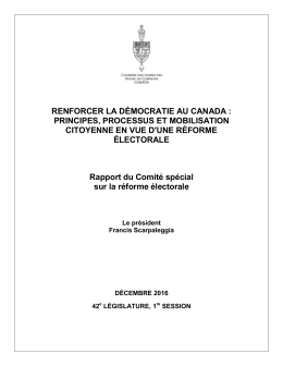 RENFORCER LA DÉMOCRATIE AU CANADA