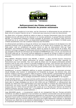 Refinancement des filiales am&eacute;ricaines et soutien