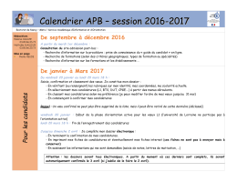 Calendrier APB - Session 2016-2017 - Académie de Nancy-Metz