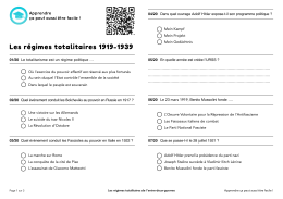 QCM à imprimer - Historio QUIZZ - Les régimes