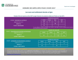 HORAIRE DES MPES-DPES POUR L`HIVER 2017