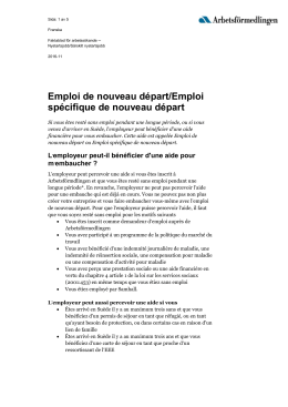 Emploi de nouveau départ/Emploi spécifique de nouveau départ