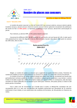 Nombre de places aux concours - SNUipp